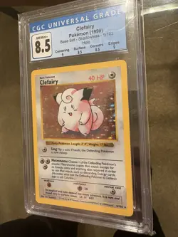 1999 Pokemon TCG Base Set Clefairy Shadowless Holo CGC 8.5 5/102 Card Stock - Image 4