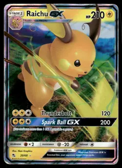 Pokemon Cards Raichu GX 20/68 Hidden Fates Holo Rare GX HP - Image 1