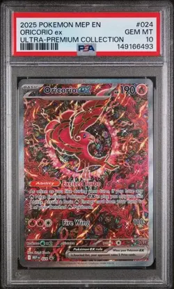 2025 Pokemon Mega Card 024 Oricorio EX Ultra premium Promo Graded PSA 10 - Image 1