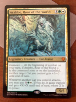x1 Arahbo, Roar of the World, Commander 2017 Foil NM Mythic 035/309, English - Image 1