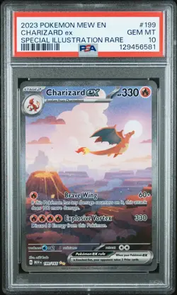 2023 POKEMON MEW EN-151 SPECIAL ILLUSTRATION RARE #199 CHARIZARD EX PSA 10 - Image 1