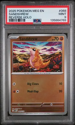 2025 POKEMON MEG EN-MEGA EVOLUTION REVERSE HOLO #068 SANDSHREW PSA 9 - Image 1