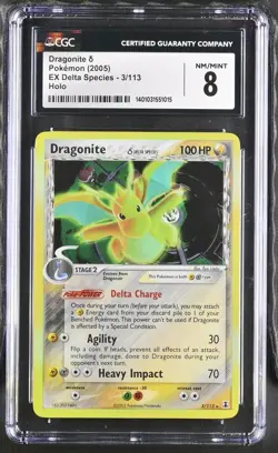 2005 POKEMON EX DELTA SPECIES #3/113 DRAGONITE HOLO CGC 8 - Image 2