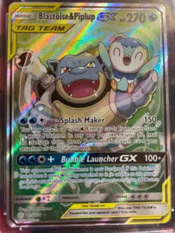 2019 Pokemon Sun & Moon Cosmic Eclipse #215 FA Blastoise & Piplup GX CGC 9 Mint - Image 2