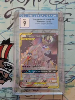 2019 POKEMON COSMIC ECLIPSE ULTRA RARE HOLO #216/236 SOLGALEO & LUNALA GX CGC 9✨ - Image 1