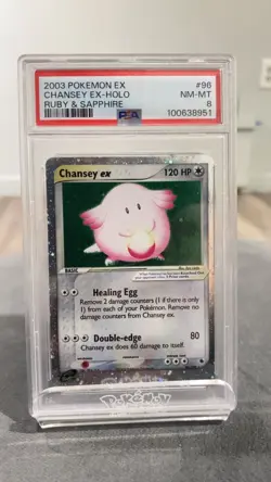 2003 POKEMON EX RUBY & SAPPHIRE #96 CHANSEY EX-HOLO PSA 8 - Image 1
