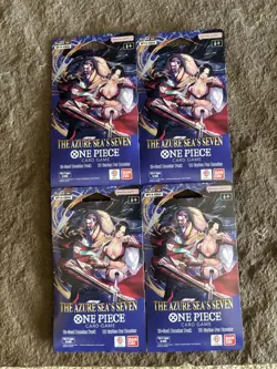 Lot of 4 One Piece OP-14 The Azure Sea's Seven Sleeved Booster Packs English - Image 1