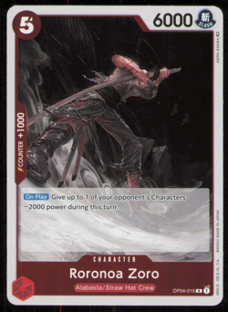 One Piece Roronoa Zoro (OP04-015/202) OP04 Kingdoms of Intrigue NM FOIL - Image 1