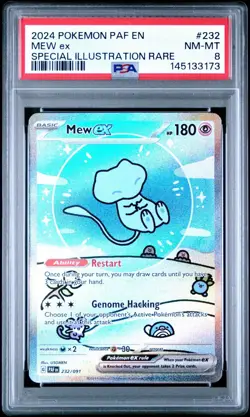 2024 POKEMON PAF EN-PALDEAN FATES SPECIAL ILLUSTRATION RARE #232 MEW EX PSA 8 - Image 1