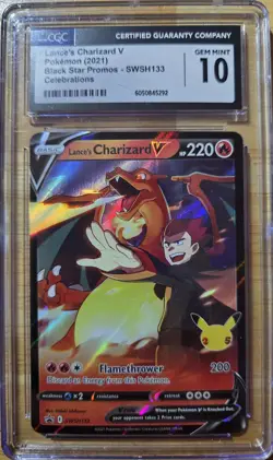 Pokemon CGC 10 Gem Mint Lance's Charizard V Promo Holo SWSH133 2021 - Image 1
