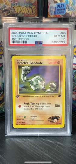 Pokemon Gym challenge 1st edition Brock’s Geodude PSA 10 - Image 1