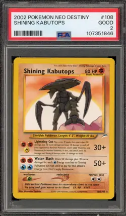 Pokemon Shining Kabutops Neo Destiny Unlimited Holo Secret Rare #108 PSA 2 - Image 1