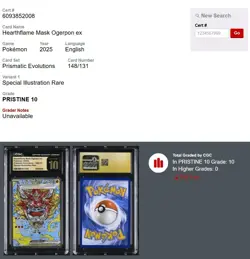 Pokemon Prismatic Evolutions Hearthflame Mask Ogerpon ex 148/131 CGC Pristine 10 - Image 3