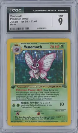 1999 Pokemon Jungle 1st Edition Venomoth CGC 9 Holo #13 - Image 1