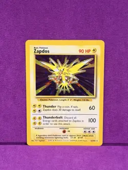 Pokemon Zapdos 16/102 Base Set Holo Rare 1999 English LP - Image 1