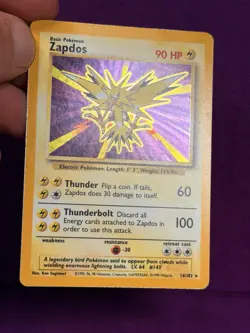 Pokemon Zapdos 16/102 Base Set Holo Rare 1999 English LP - Image 2