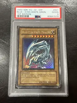 YuGiOh Blue Eyes White Dragon SDK-001 1st Edition Ultra Rare PSA 2 GOOD - Image 1