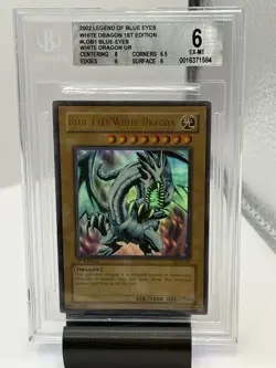 2002 Yugioh Blue-Eyes White Dragon 1st Edition Ultra Rare LOB-001 BGS 6 EX-MT - Image 1