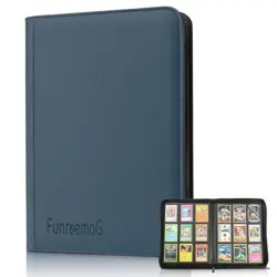 FunreemaG 9 Pockets Zipper Card Binder Album,360 Trading Card Assorted Colors - Image 1