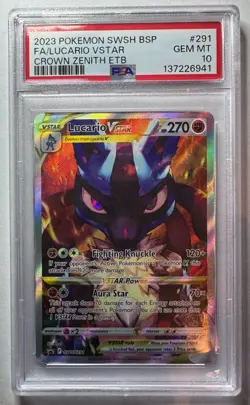 PSA 10 Gem Mint - Lucario Vstar Crown Zenith ETB 291 Pokemon Black Star Promo - Image 1