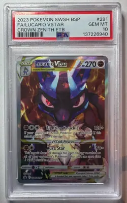 PSA 10 Gem Mint - Lucario Vstar Crown Zenith ETB 291 Pokemon Black Star Promo - Image 2