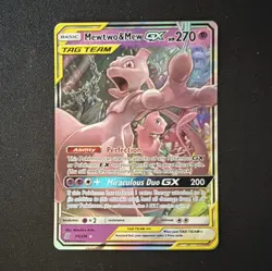 Pokemon Mewtwo & Mew GX TAG TEAM Ultra Rare Holo 71/236 Sm-Unified Minds 270 HP - Image 1