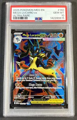 Pokemon 2025 Mega Evolution Mega Lucario Ex Ultra Rare #160 PSA 10 - Image 1