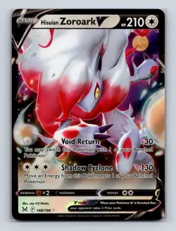 HISUIAN ZOROARK V 146/196 HOLO RARE V LOST ORIGIN POKEMON NM - Image 1