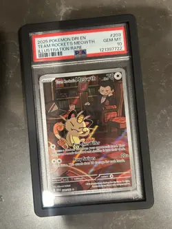 2025 Pokemon DRI EN Team Rockets Meowth Illustration Rare PSA 10 WITH SLAB GUARD - Image 1