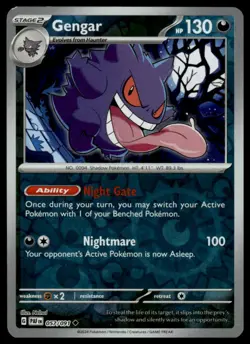 Pokemon: SV: Paldean Fates Gengar #057/091 Uncommon,Reverse Holo .P2N - Image 1