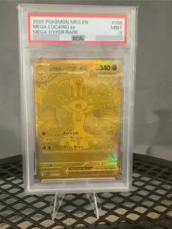 Pokemon TCG Mega Evolution Mega Lucario Ex 188/132 Mega Hyper Rare PSA 9 - Image 1