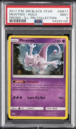 2017 POKEMON SM BLACK STAR PROMO SHINING LEGENDS PIN COLL MEWTWO-HOLO PSA 9 - Image 1