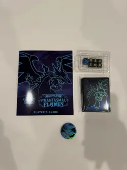 Pokemon Phantasmal Flames ETB M Charizard Sleeves Coin Dice Player Guid*NO PROMO - Image 1