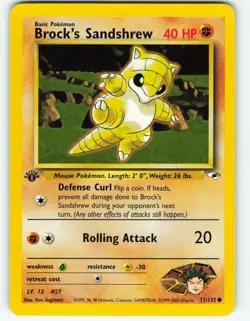 Brock's Sandshrew - 1st Edition - 71/132 Gym Heroes- WOTC - Pokemon TCG - 2000 - Image 1