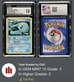 CGC 10 2009 Pokemon Pop Series 9 #2 Manaphy Cosmos Holo • POP 3 - Zero PSA 10 - Image 1