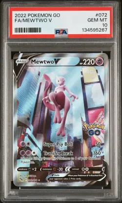 2022 POKEMON GO #072 FULL ART/MEWTWO V PSA 10 - Image 1