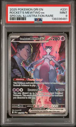 2025 POKEMON DRI EN-DESTINED RIVALS #231 TEAM ROCKET'S MEWTWO EX PSA 9 - Image 1