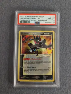 2021 Pokemon Celebrations ETB Greninja SWSH144 Black Star Promo PSA 8 - Image 1