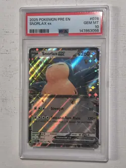 2025 POKEMON PRE EN-PRISMATIC EVOLUTIONS #076 SNORLAX EX PSA 10 - Image 1