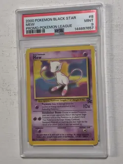 2000 POKEMON LEAGUE BLACK STAR PROMO #8 MEW NON HOLO PSA 9 MINT - Image 1