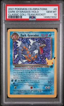 2021 POKEMON CELEBRATIONS CLASSIC COLL #8 DARK GYARADOS-HOLO PSA 10 - Image 1
