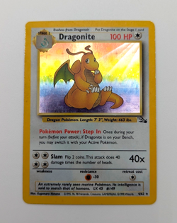 Pokemon TCG Vintage 1999 Dragonite Unlimited Holofoil Rare Card 4/62 Fossil - Image 3