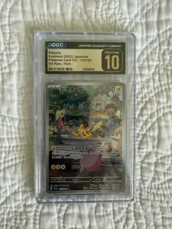 CGC Pristine 10 Japanese Pikachu 173/165 Art Rare (AR) Pokemon Card 151 - Image 1
