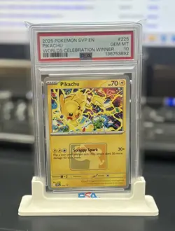 Pokemon Pikachu 2025 Worlds Celebration Winner Promo SVP EN 225 PSA 10 Gem Mint - Image 1