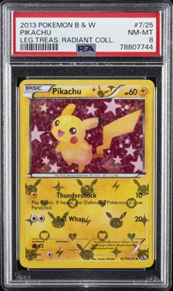 2013 POKEMON B&W LEGEND TREASURES RADIANT COLL #RC7 PIKACHU PSA 8 - Image 1