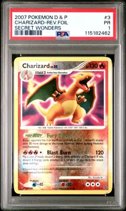 Pokemon PSA 1 Charizard 3/132 DP Secret Wonders Reverse Holofoil 2007 Foil - Image 1
