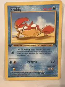 Pokemon Krabby - WOTC Fossil Set Common 51/62 1st edition 1999 - Image 1
