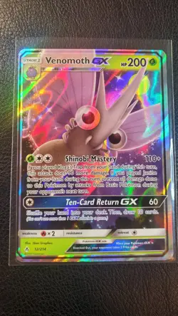 Venomoth GX HOLO 012/214 NM PF Pokemon Unbroken Bonds Series - Image 1