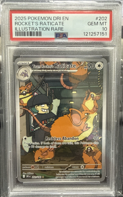 2025 POKEMON DESTINED RIVALS ILLUSTRATION RARE TEAM ROCKET'S RATICATE PSA 10 - Image 1