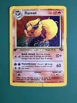 Pokemon Flareon Jungle Holo 3/64 1st Edition HP DMG - Image 1